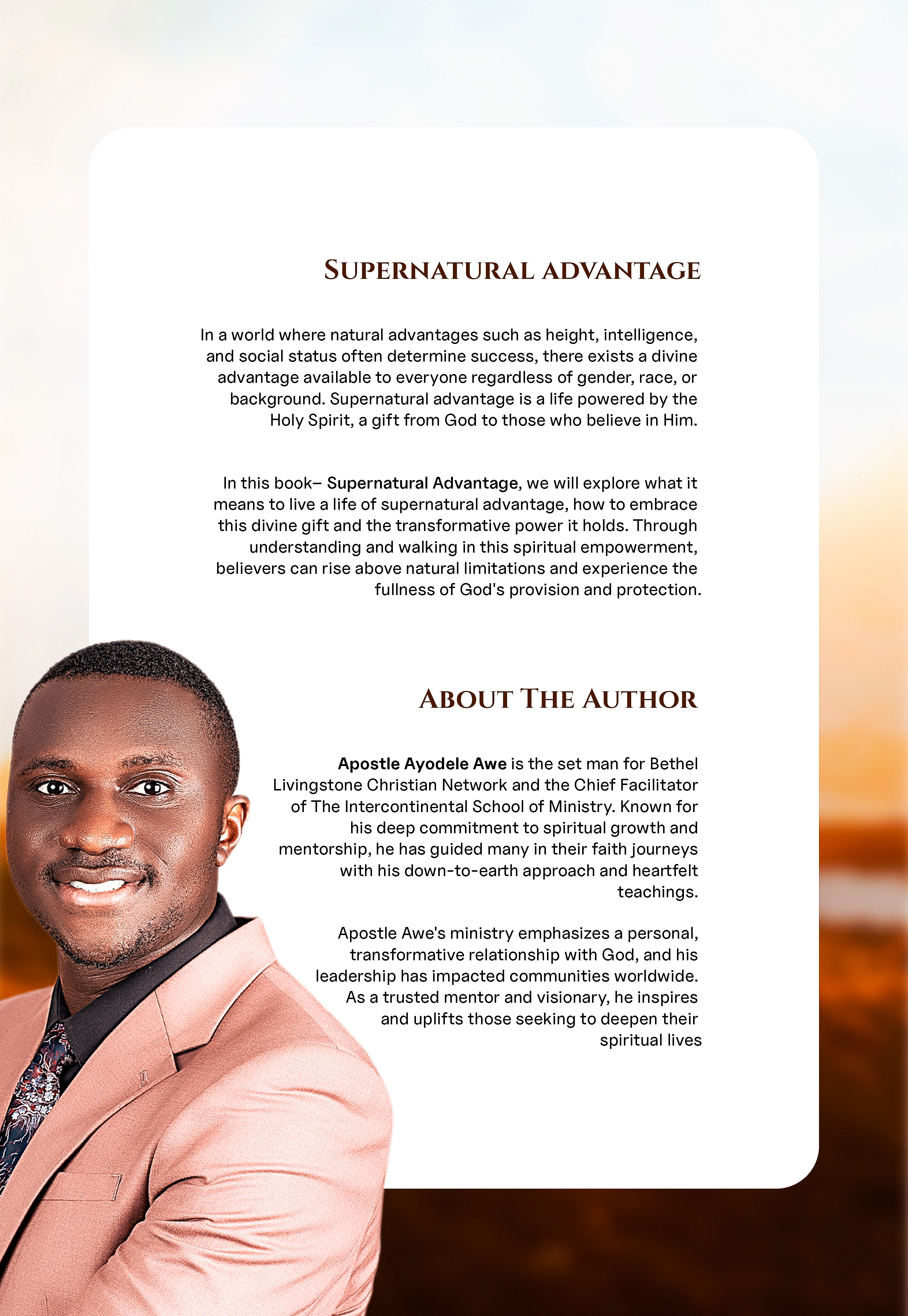 A book cover designed to visually express the believer's journey with the
                        Holy Spirit, capturing the promise of divine guidance, purpose, and spiritual
                        transformation.